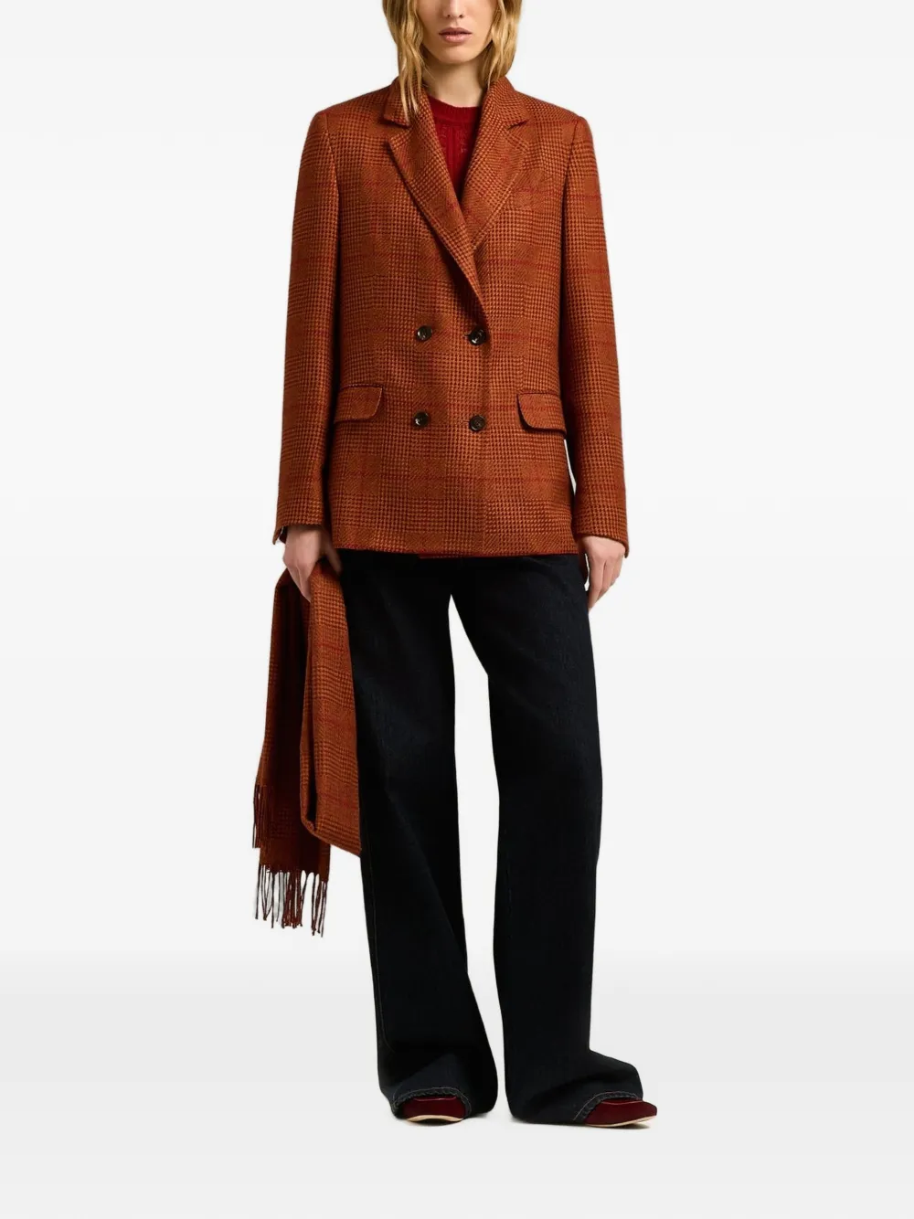 Kiton Geruit jack met dubbele rij knopen Rood