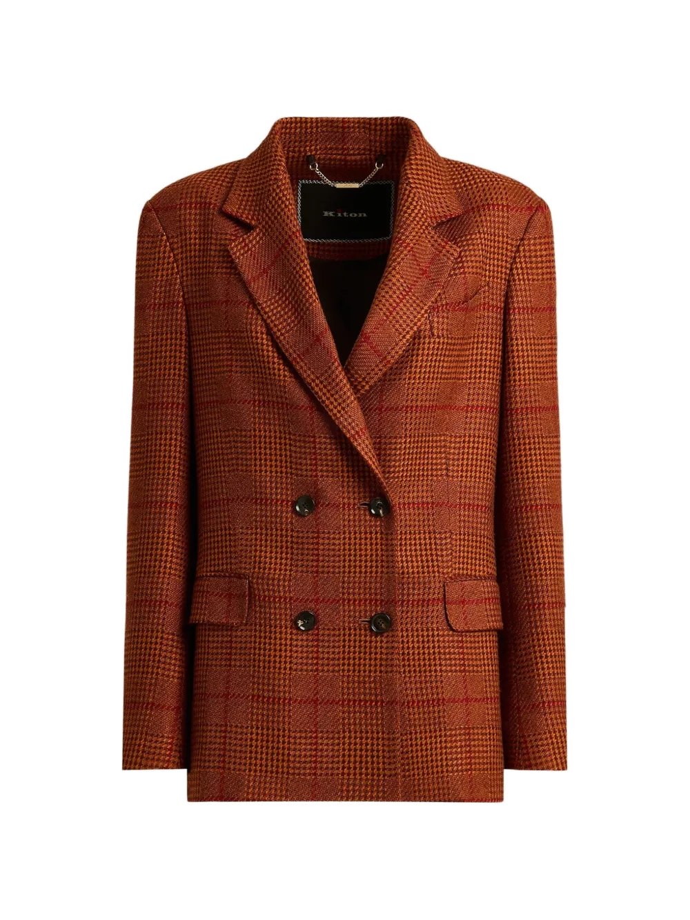Kiton Geruit jack met dubbele rij knopen Rood