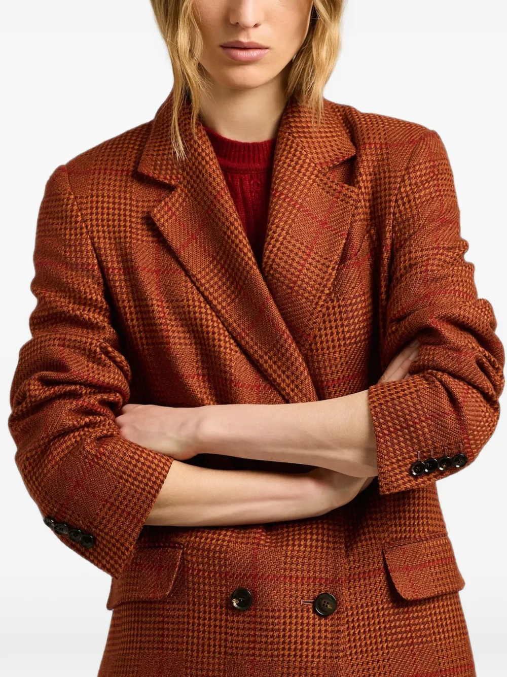 Kiton Geruit jack met dubbele rij knopen Rood