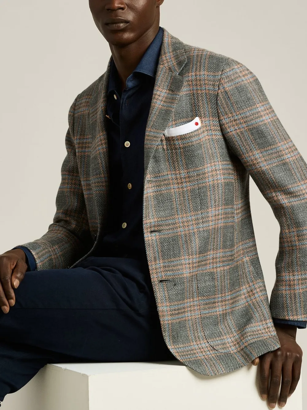 Kiton Blazer met enkele rij knopen Grijs
