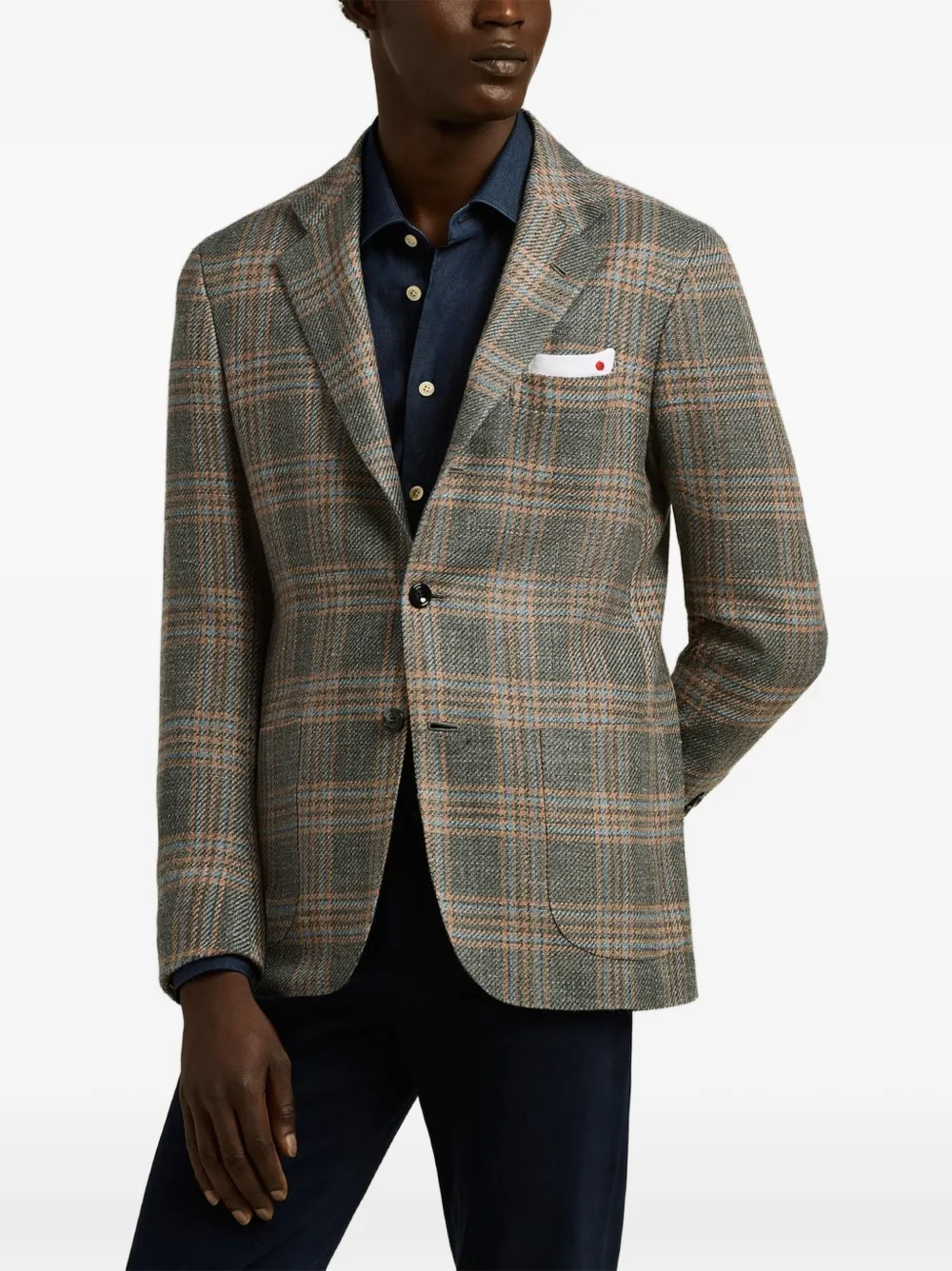 Kiton Blazer met enkele rij knopen Grijs