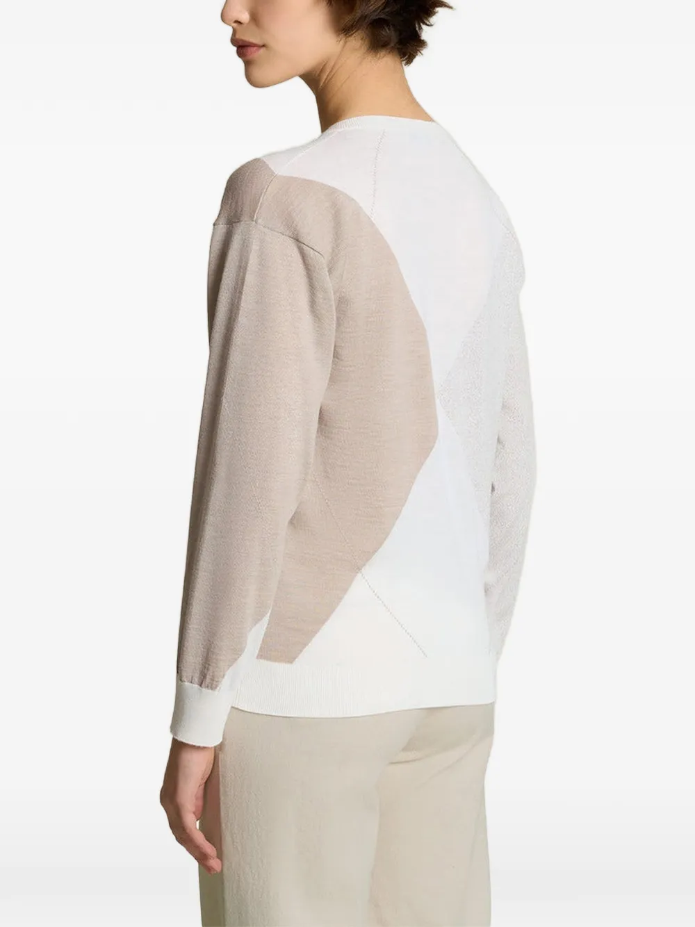 Kiton Trui met geometrisch patroon en V-hals Wit