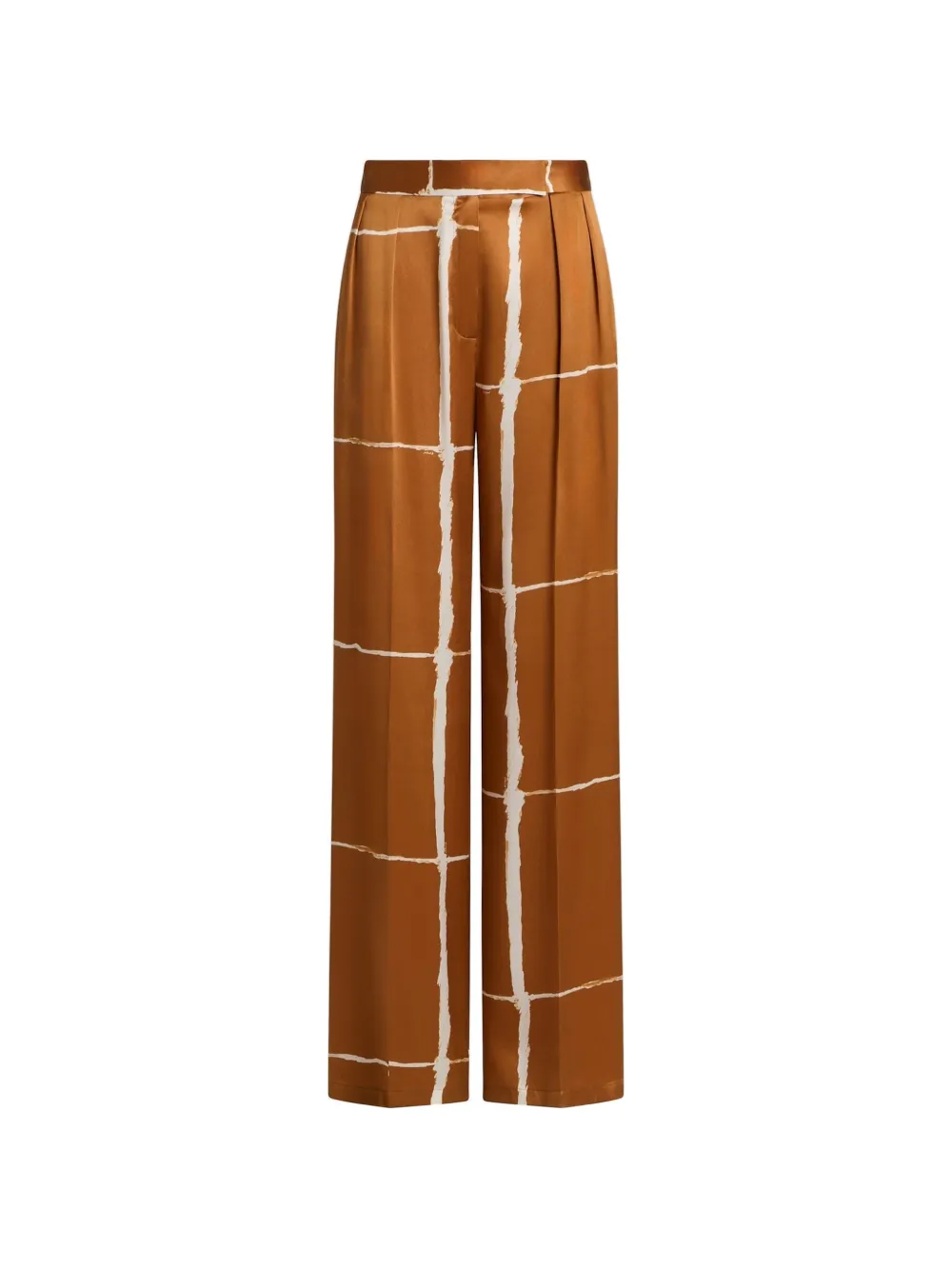 Kiton abstract-print silk-satin trousers Bruin