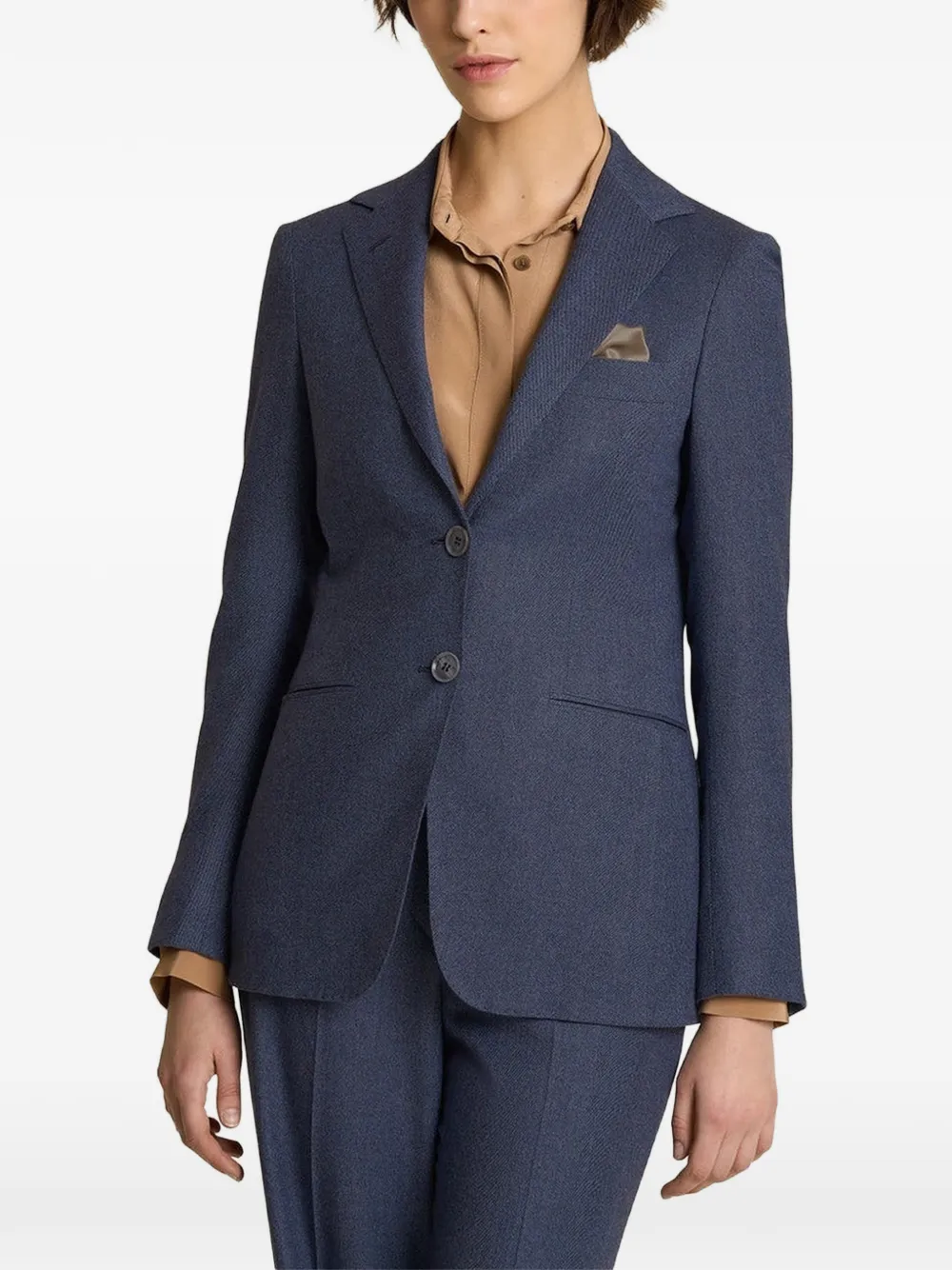 Kiton single-breasted peaked-lapel blazer Blauw