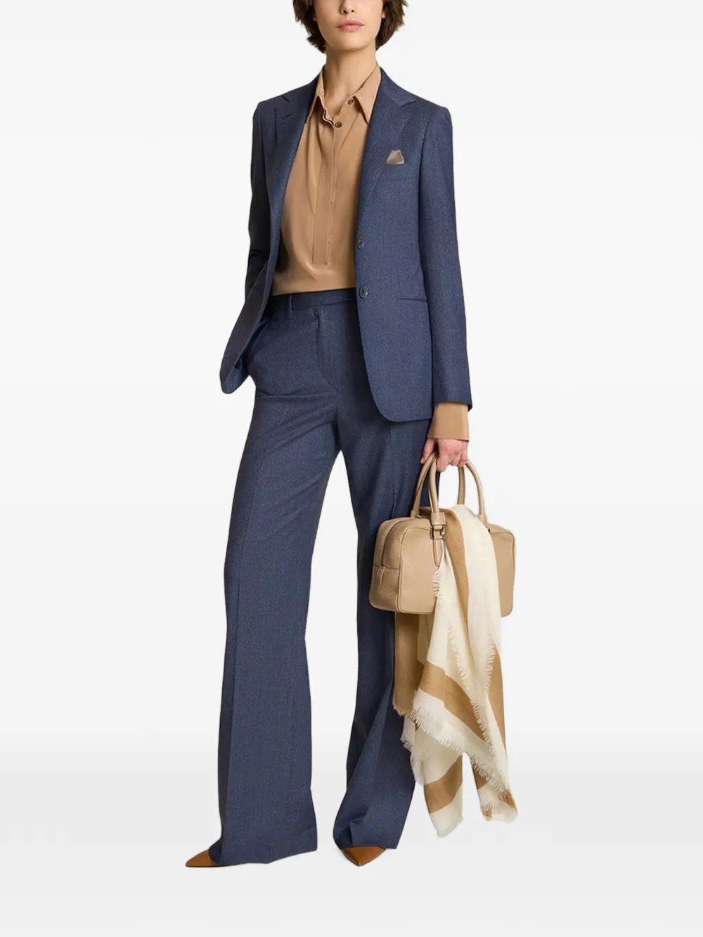 Kiton single-breasted peaked-lapel blazer Blauw