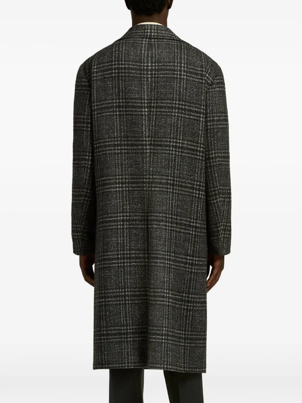Kiton Mantel met Prince of Wales-ruit en dubbele rij knopen Grijs