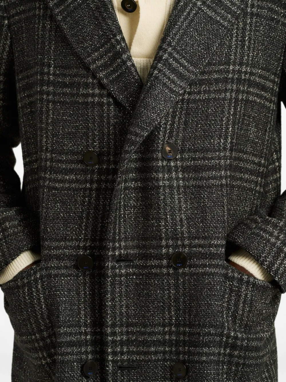 Kiton Mantel met Prince of Wales-ruit en dubbele rij knopen Grijs