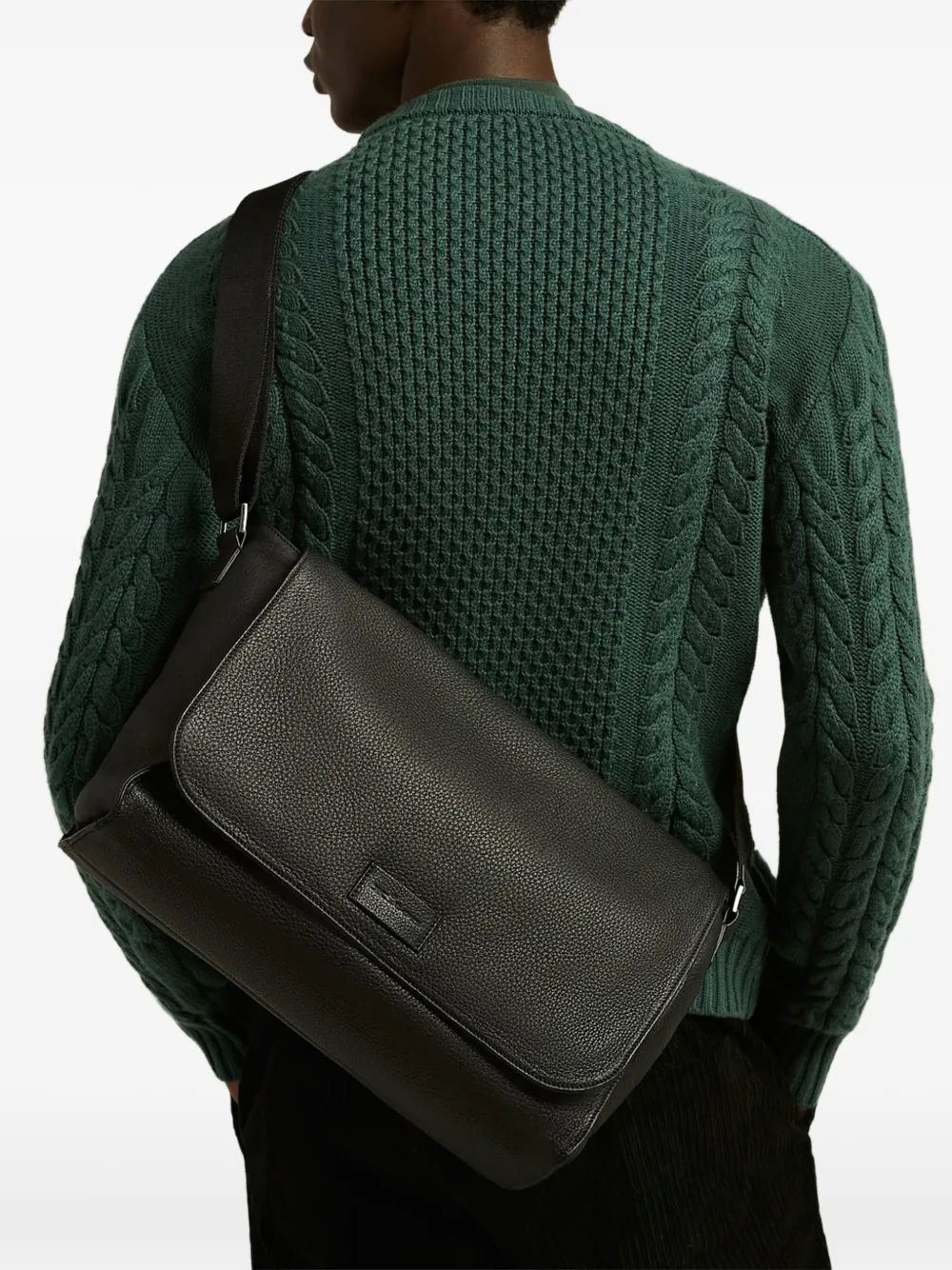 Kiton Leren schoudertas Zwart