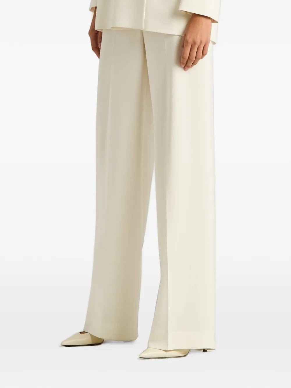 Kiton wide-leg silk trousers Wit