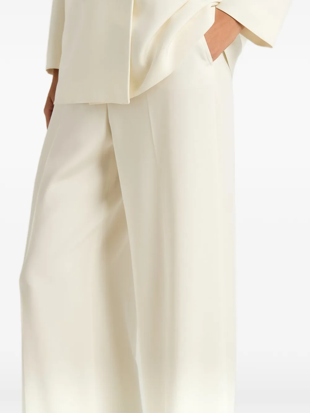 Kiton wide-leg silk trousers Wit