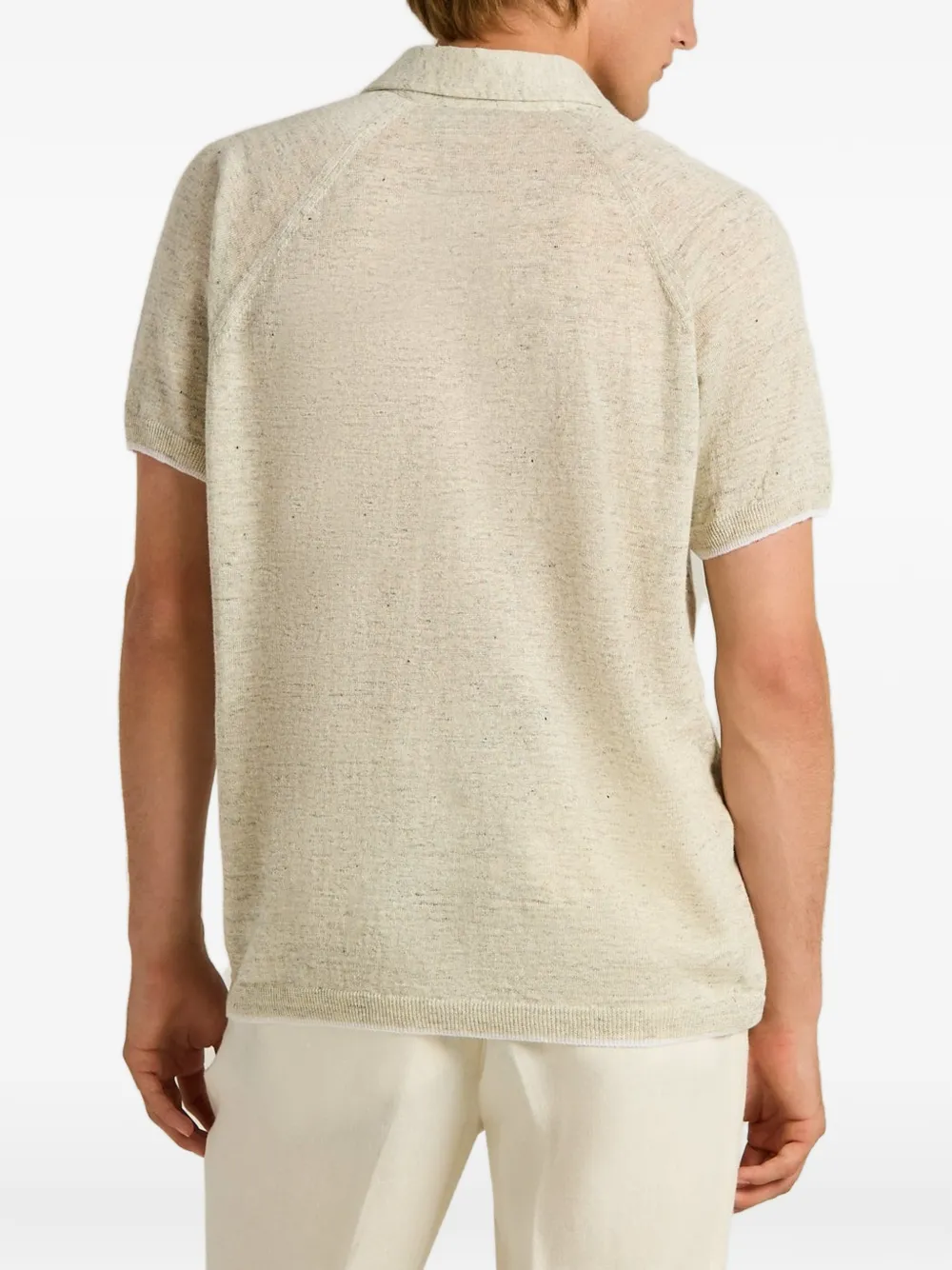 Kiton short-sleeved linen polo shirt Beige