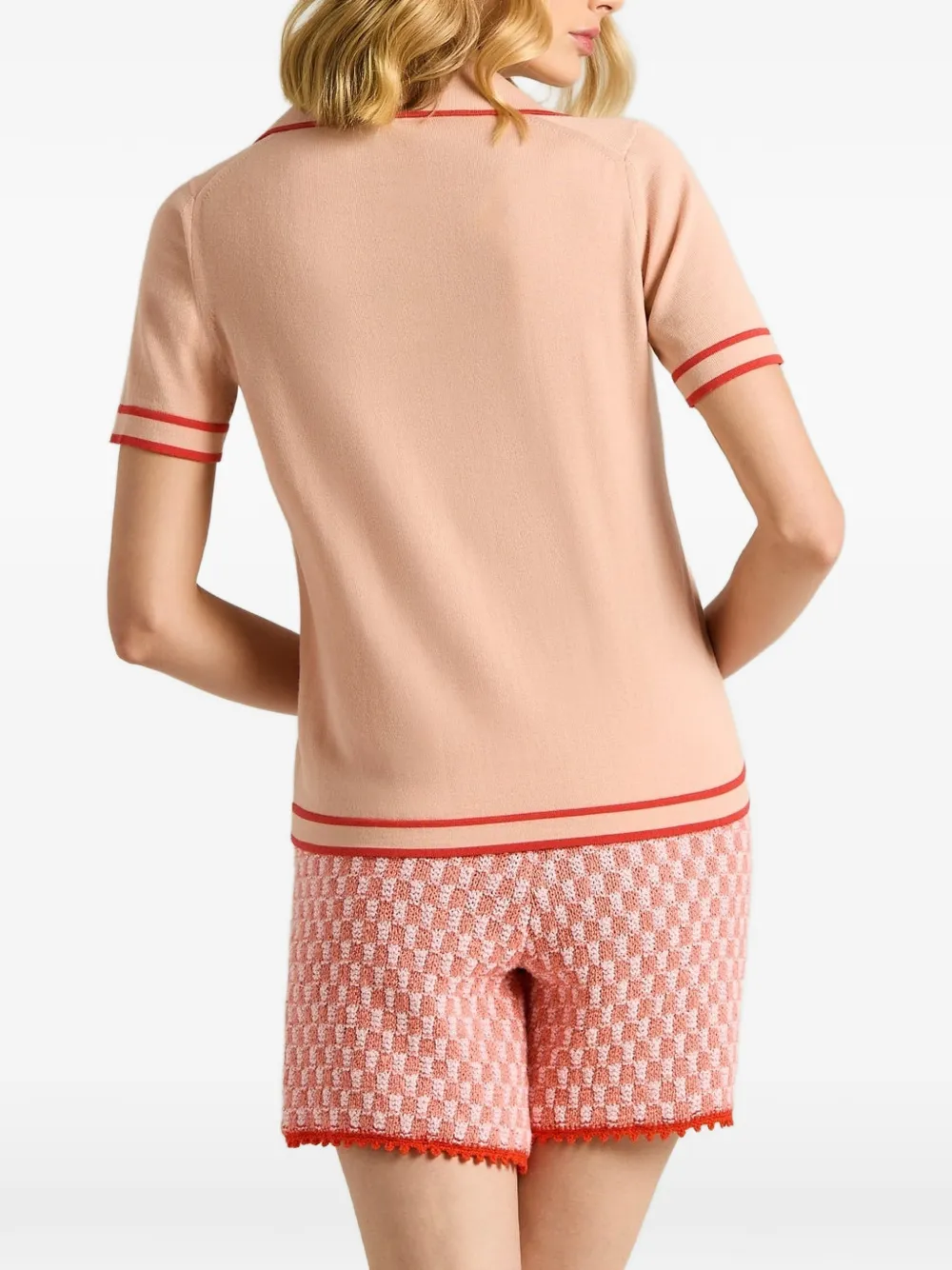 Kiton contrast-trim polo shirt Roze