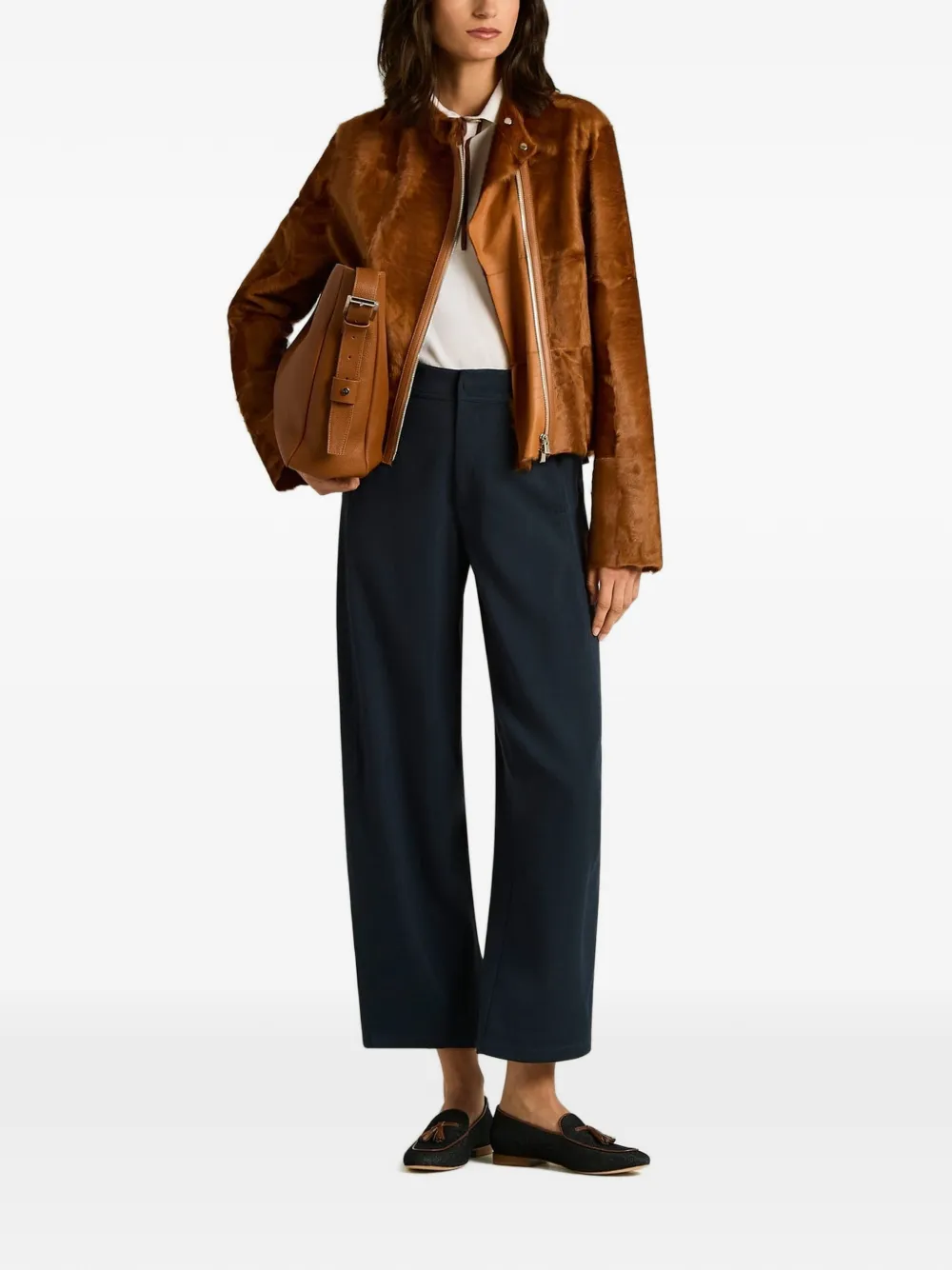 Kiton asymmetric lamb fur jacket Beige