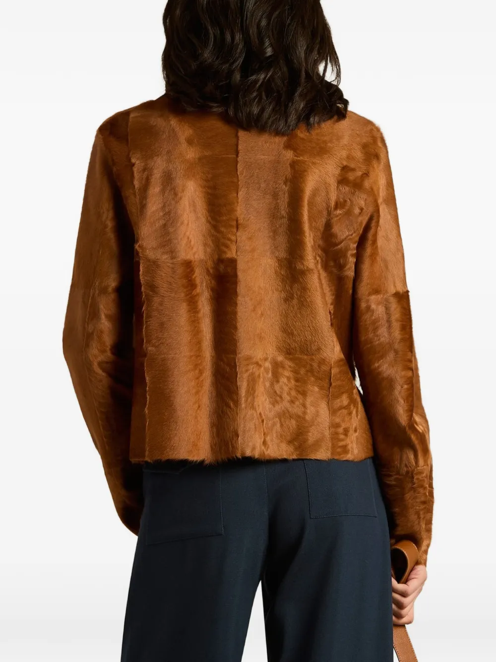 Kiton asymmetric lamb fur jacket Beige