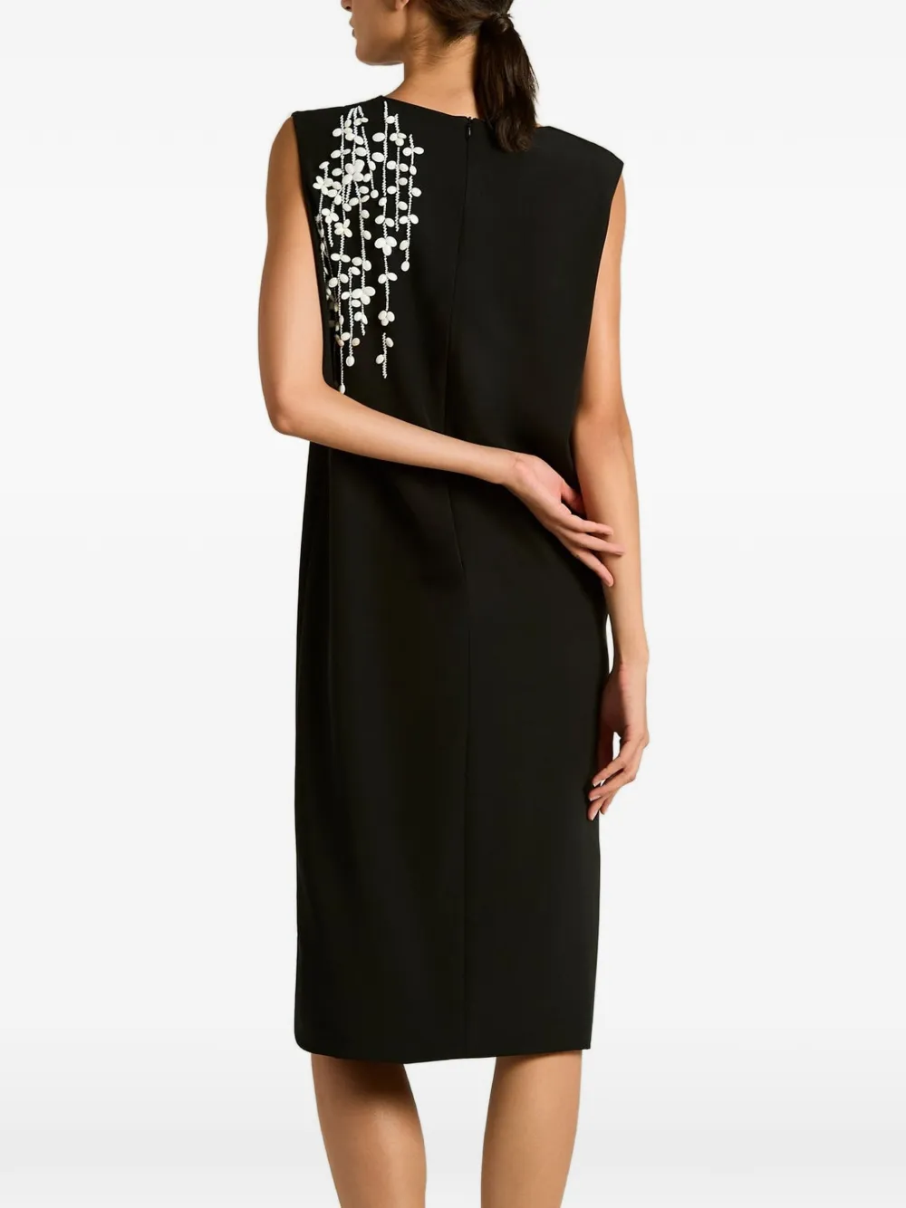 Kiton hand-embroidered sleeveless midi dress Zwart