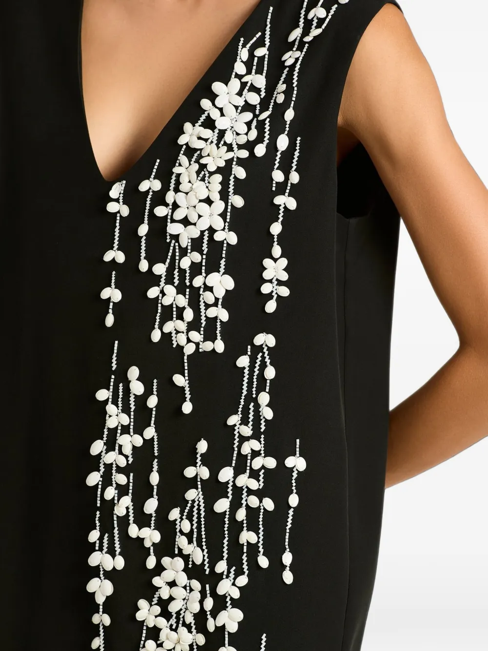 Kiton hand-embroidered sleeveless midi dress Zwart