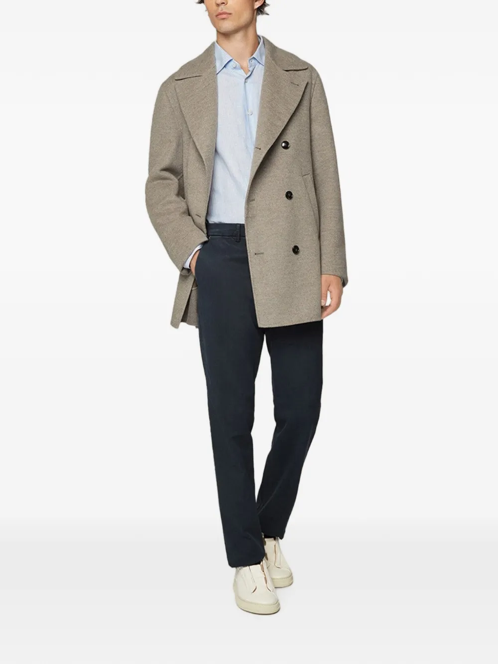 Kiton Broek met riemlussen Blauw