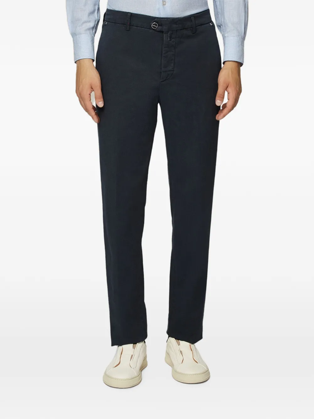 Kiton Broek met riemlussen Blauw
