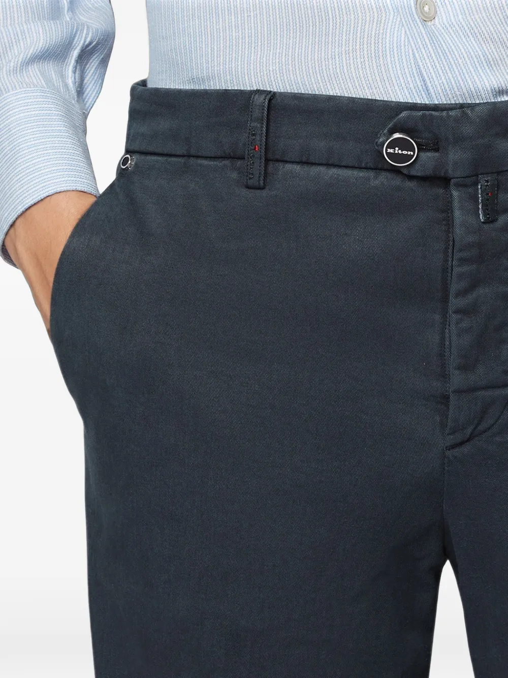 Kiton Broek met riemlussen Blauw