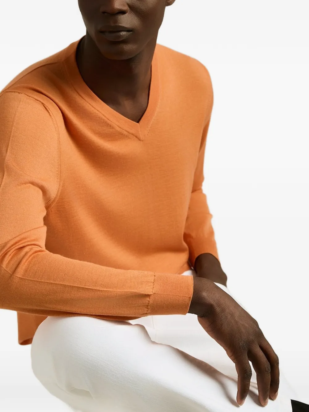 Kiton V-neck knitted sweater Oranje