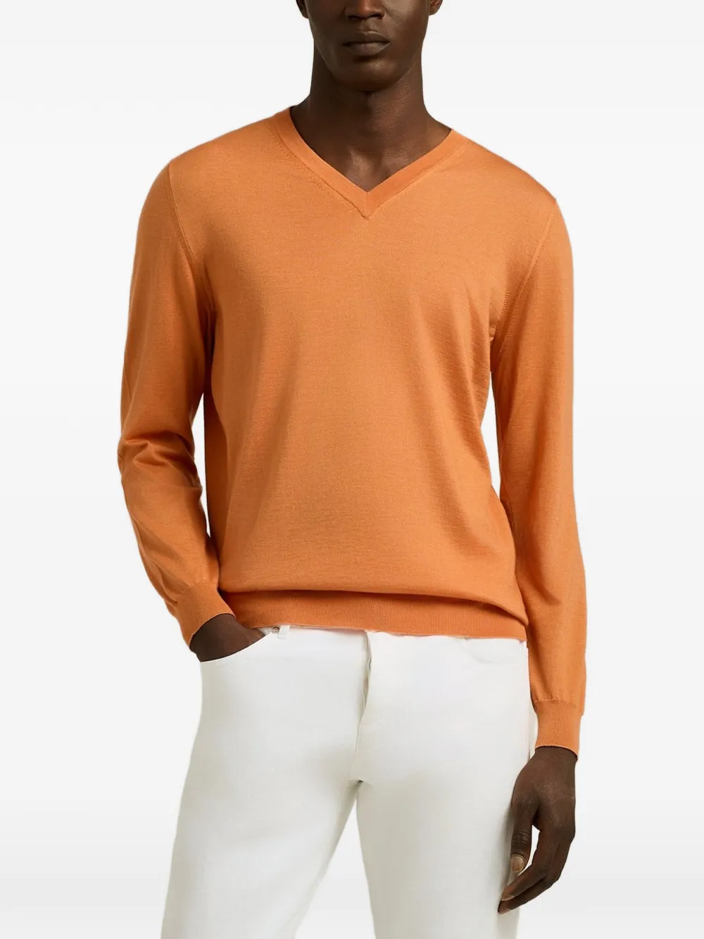 Kiton V-neck knitted sweater Oranje