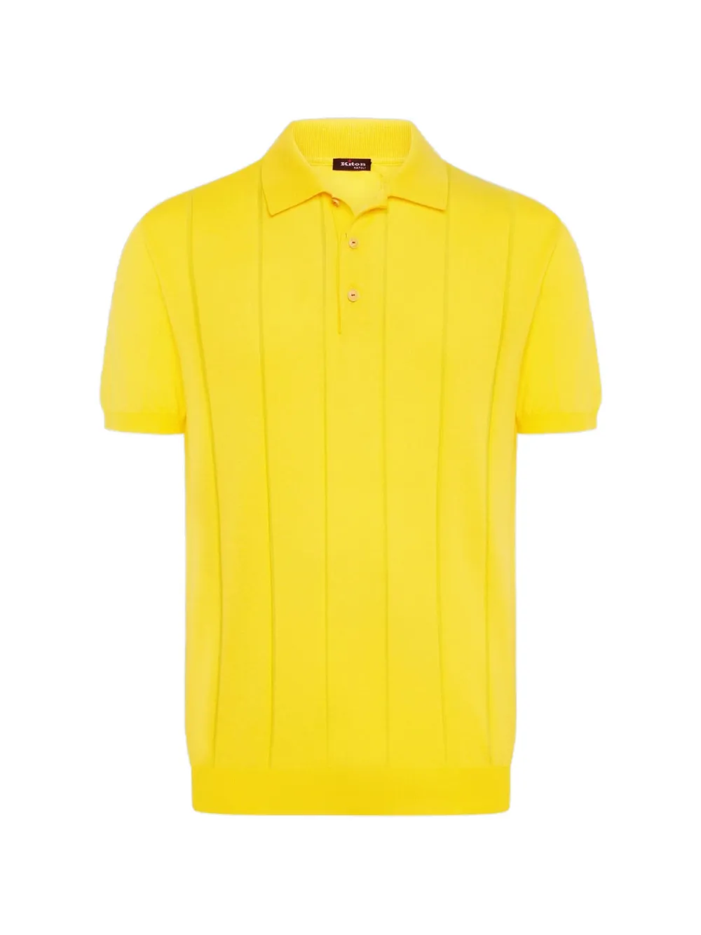 Kiton ribbed-knit cotton polo shirt Geel