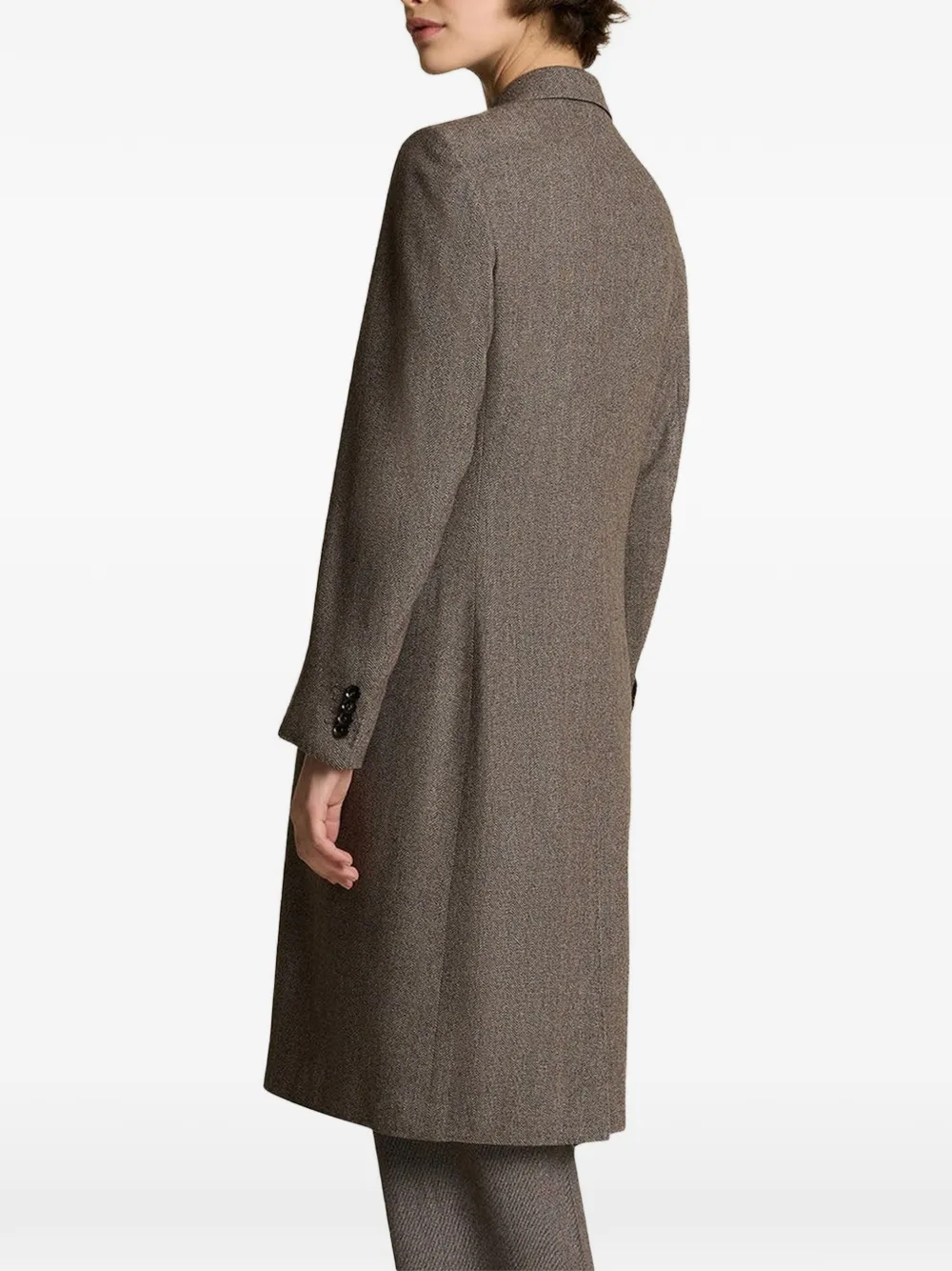 Kiton herringbone double-breasted coat Bruin
