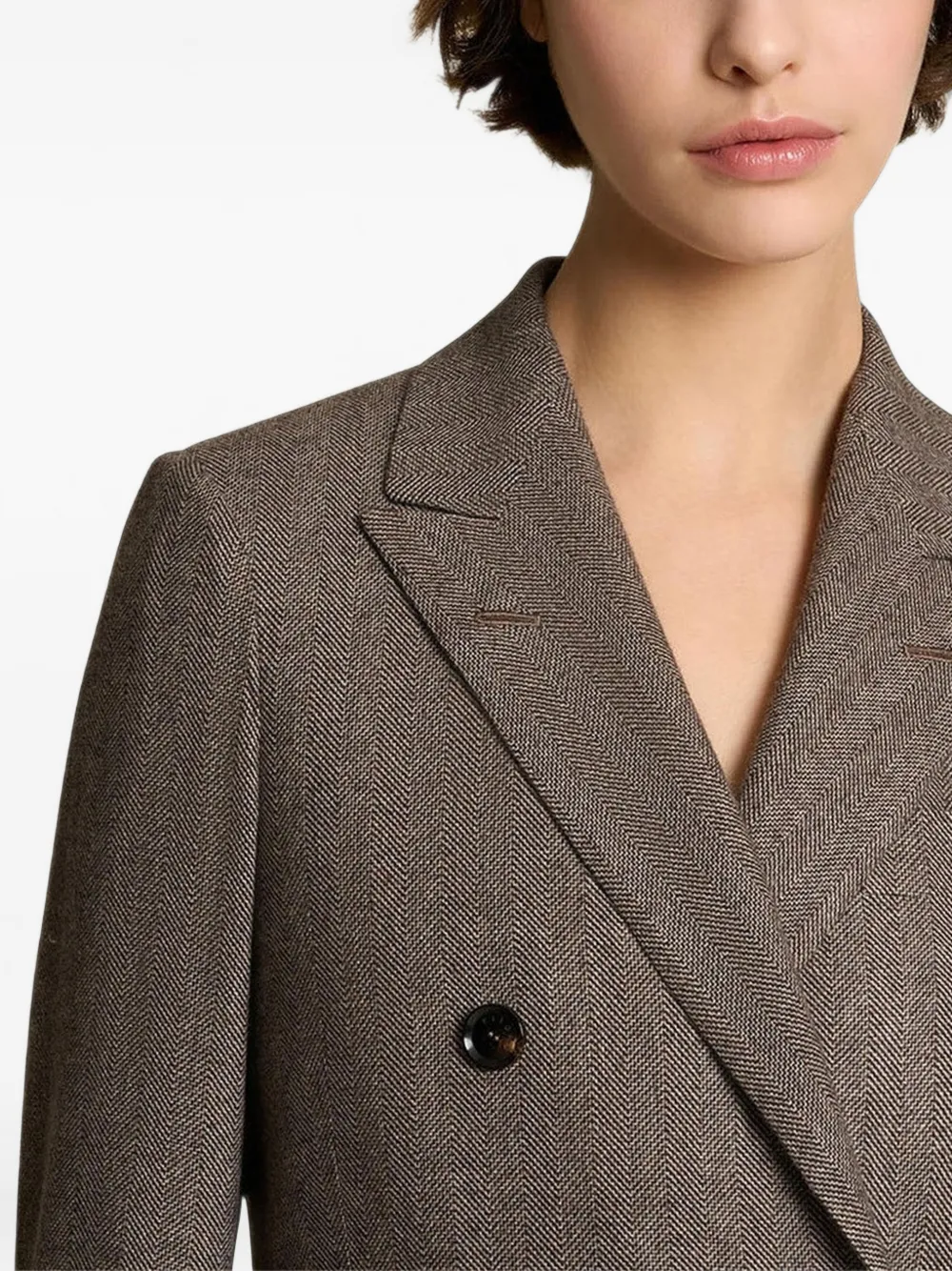 Kiton herringbone double-breasted coat Bruin