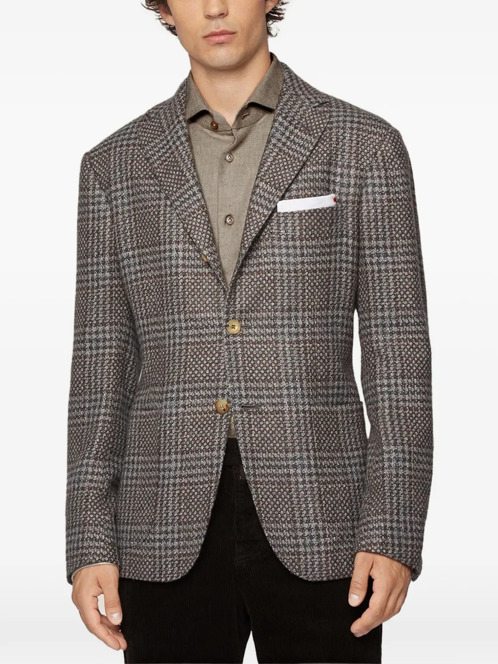 Kiton Glen plaid blazer Grijs