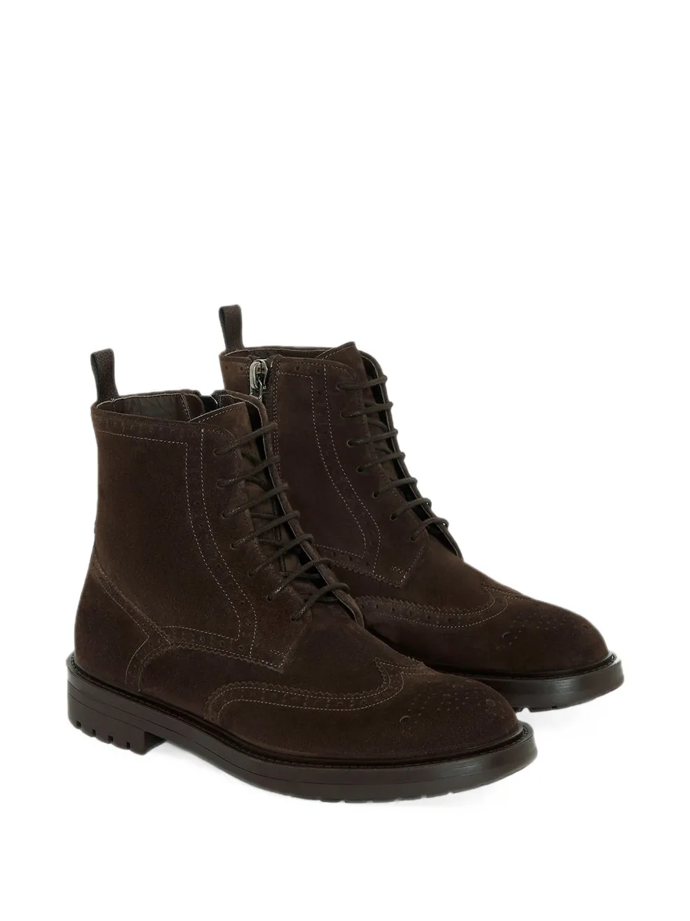 Kiton bottes en daim à détails richelieus - Marron