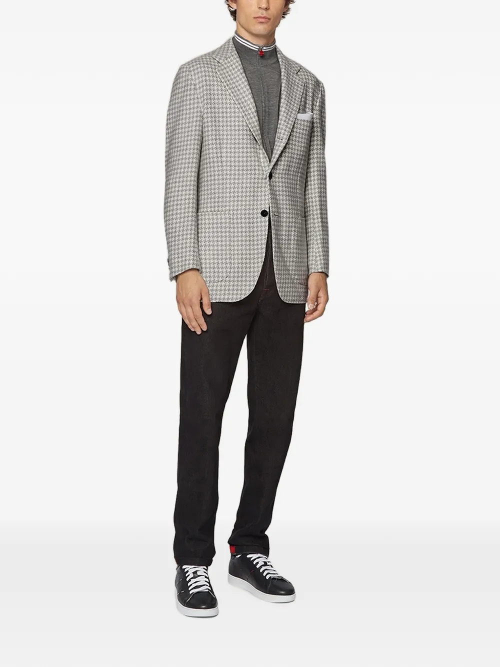 Kiton Blazer met pied-de-poule print Grijs