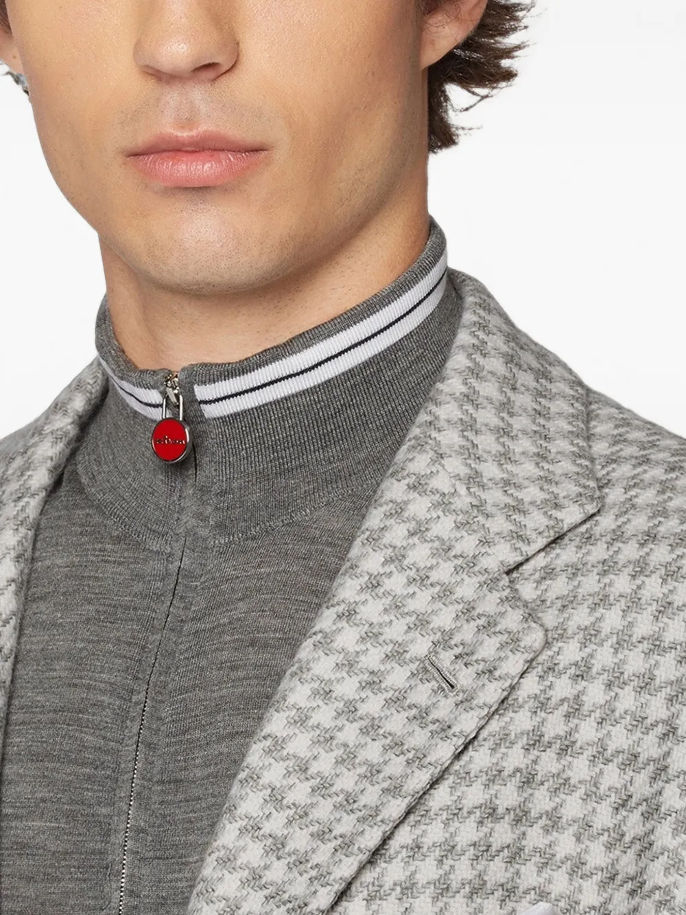 Kiton Blazer met pied-de-poule print Grijs