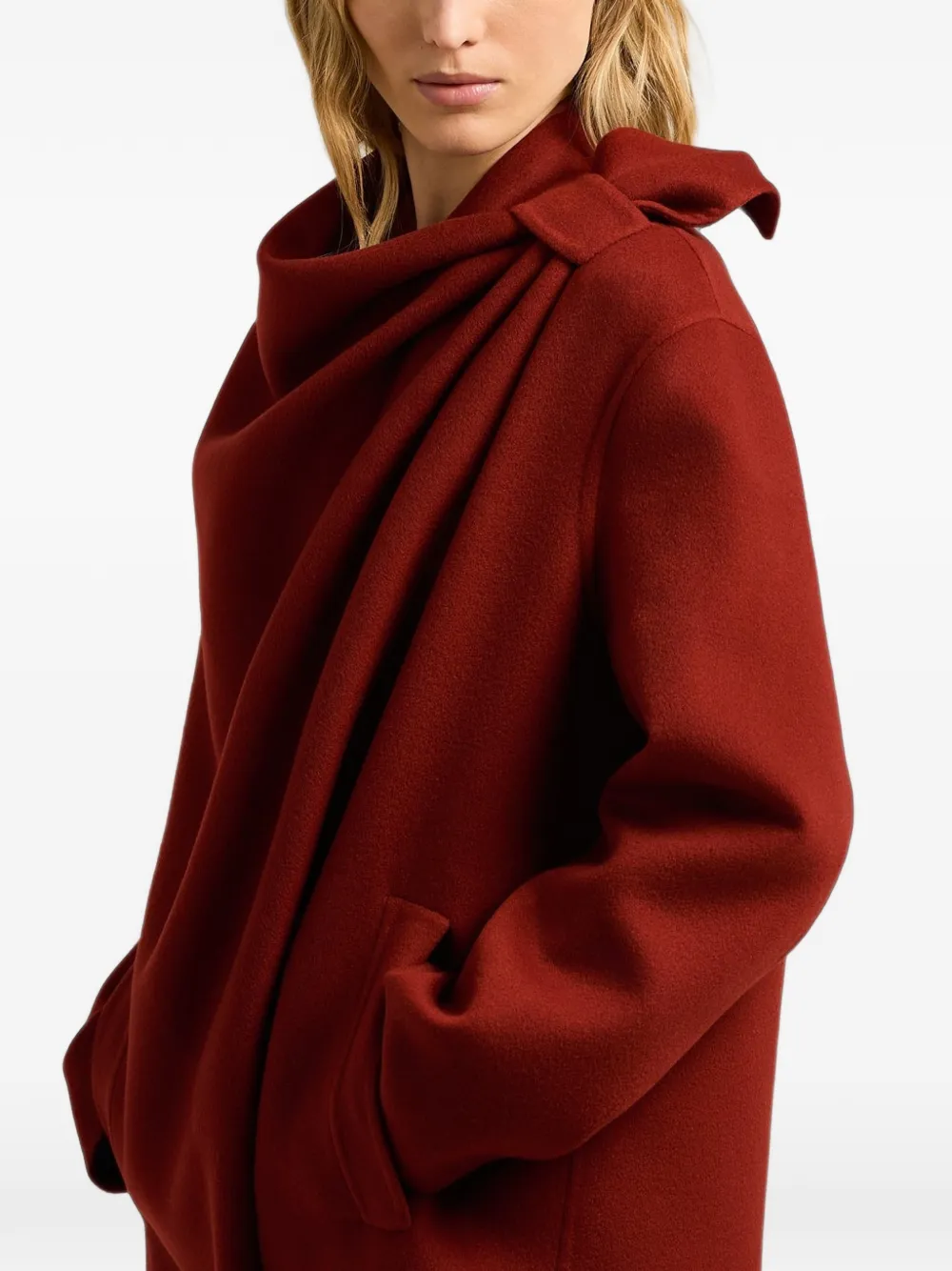 Kiton asymmetric-draping coat Rood