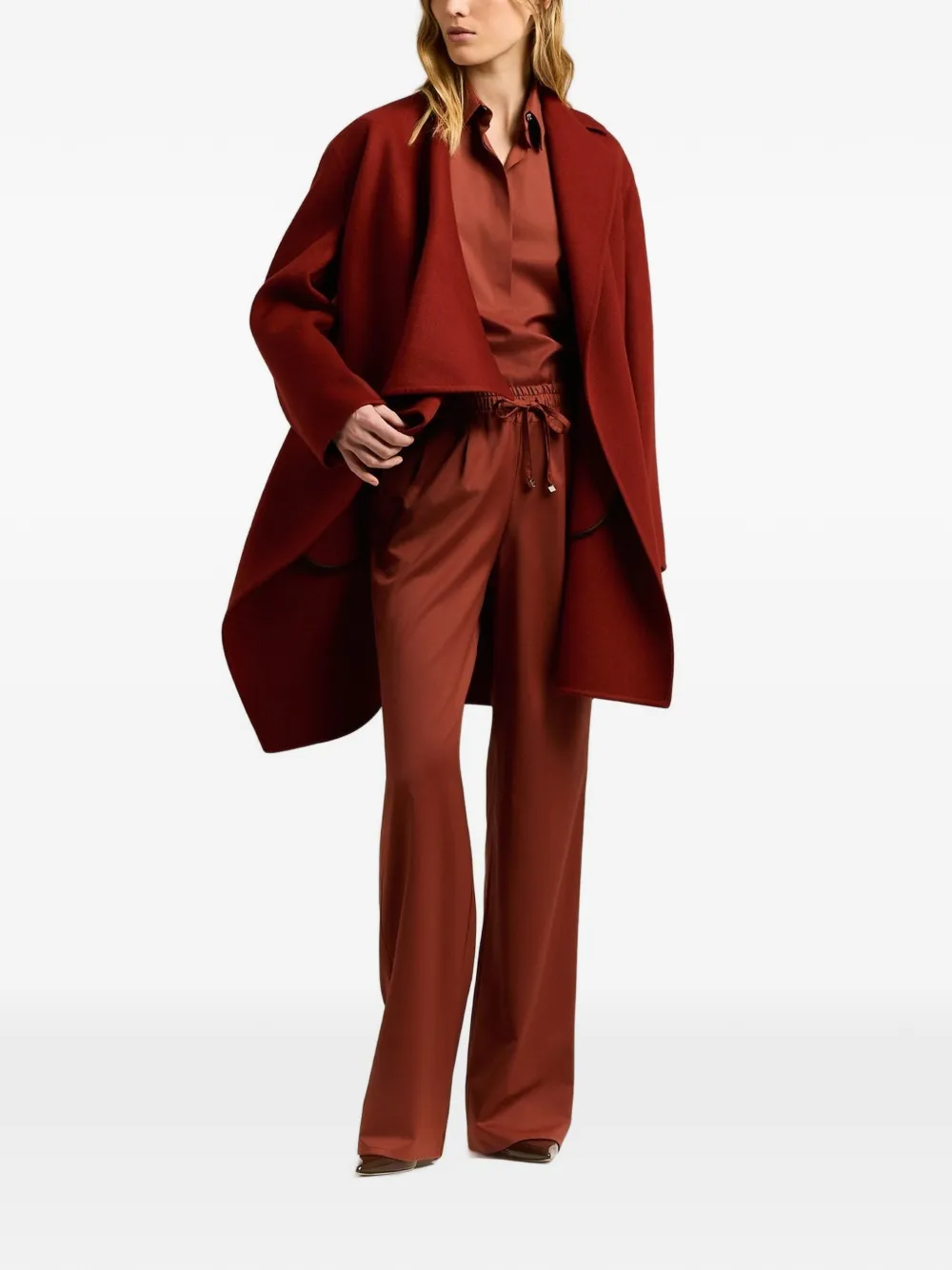 Kiton asymmetric-draping coat Rood