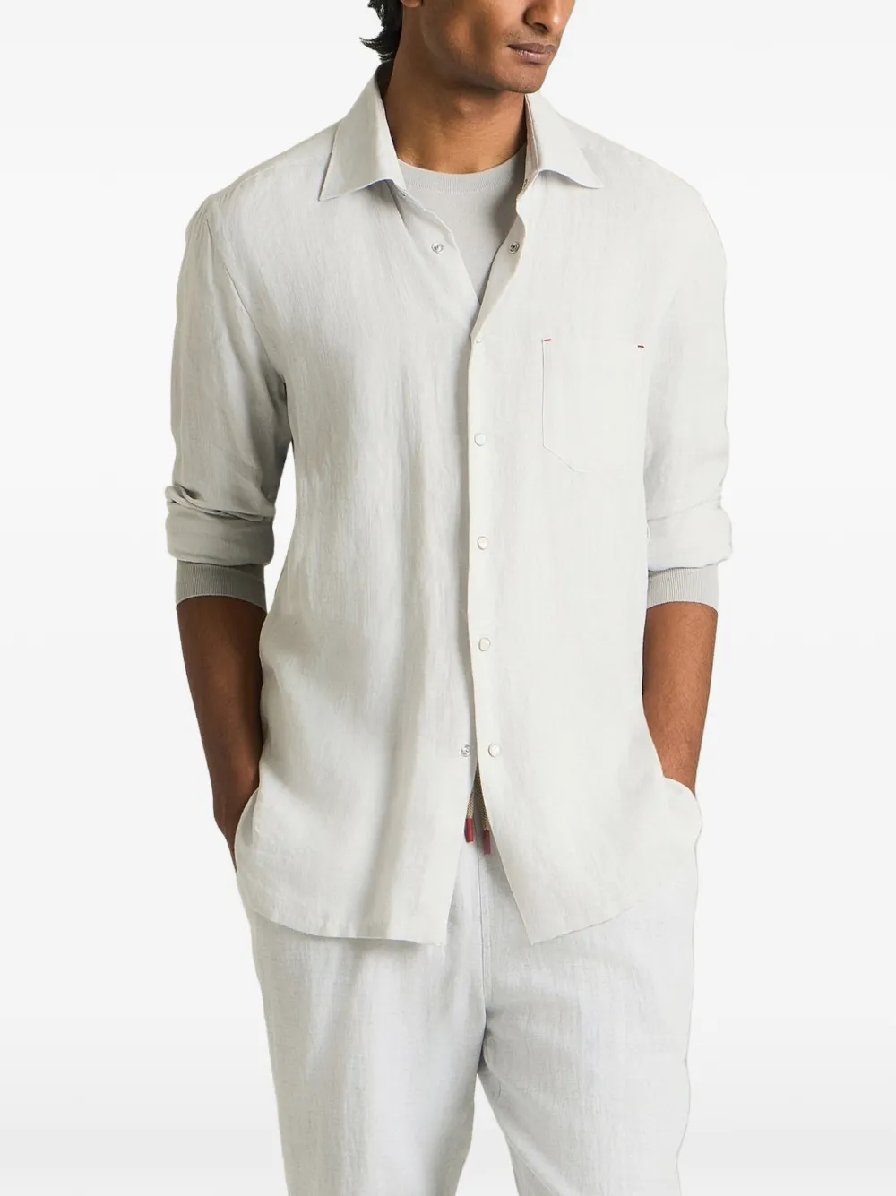 Kiton Nerano linen shirt Wit