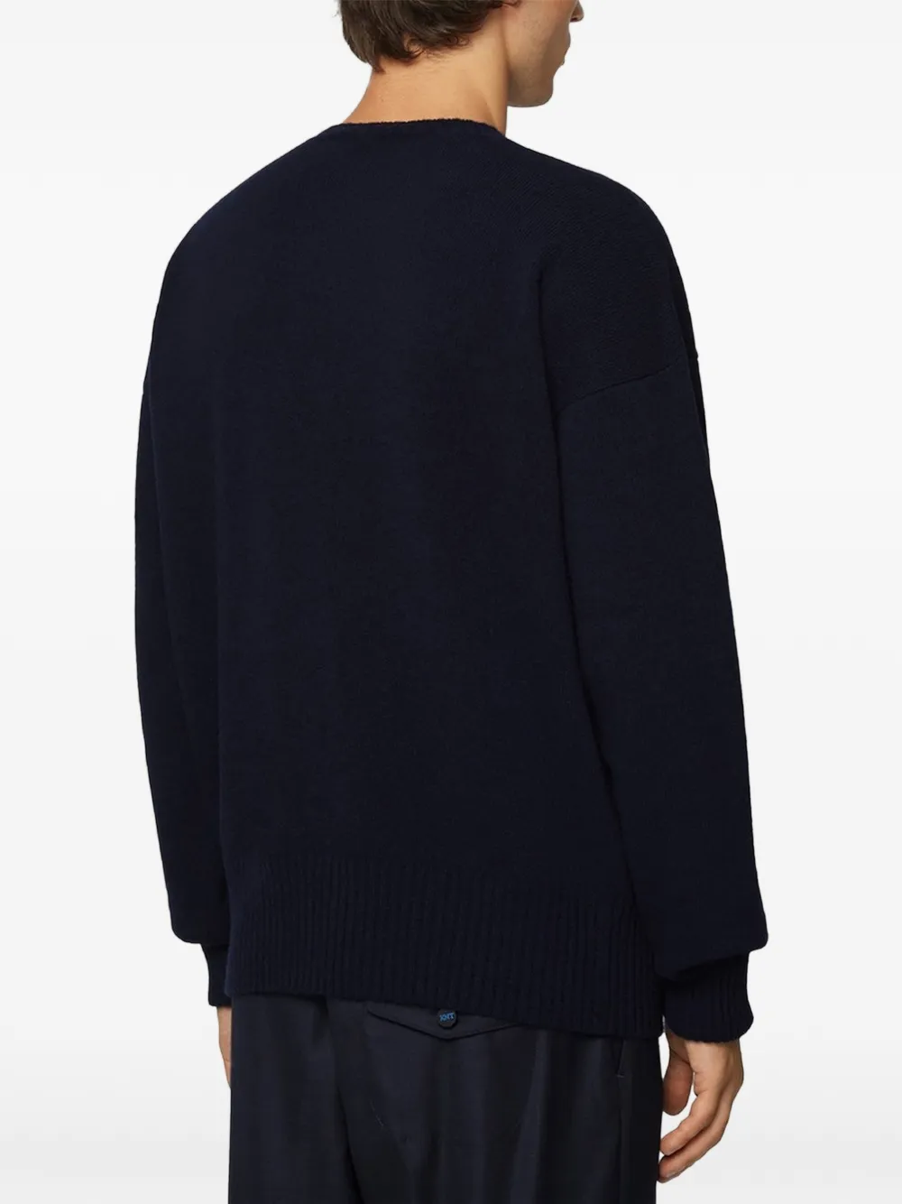Kiton Trui met logo-print en scheerwol Blauw