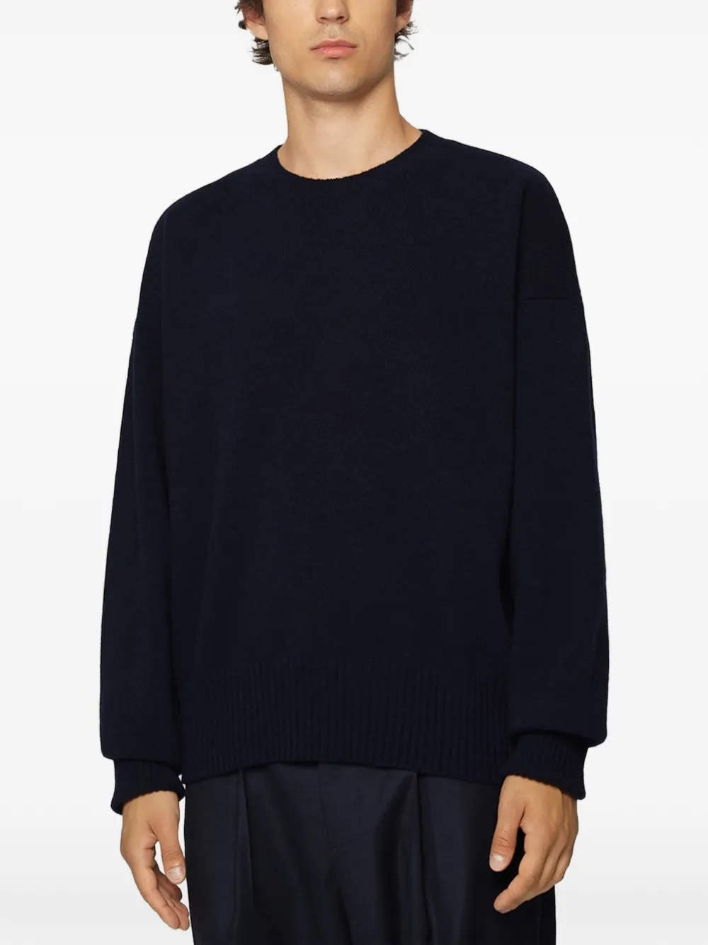 Kiton Trui met logo-print en scheerwol Blauw
