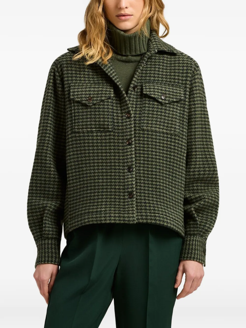 Kiton houndstooth cashmere jacket Groen