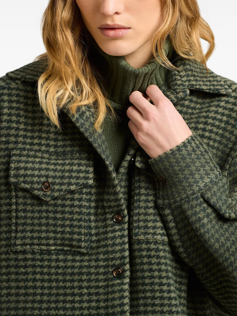 Kiton houndstooth cashmere jacket Groen