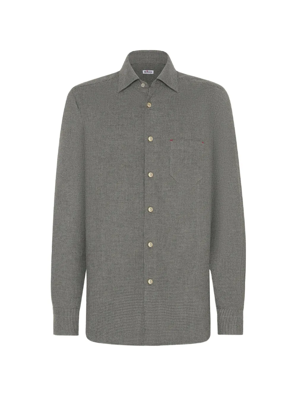 Kiton Nerano Flanellhemd mit Hahnentrittmuster - Grau