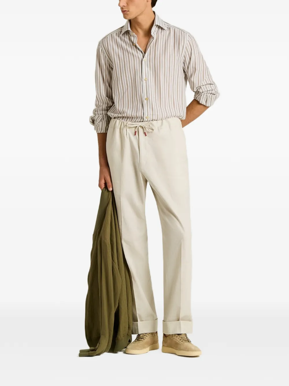 Kiton striped cotton shirt Bruin