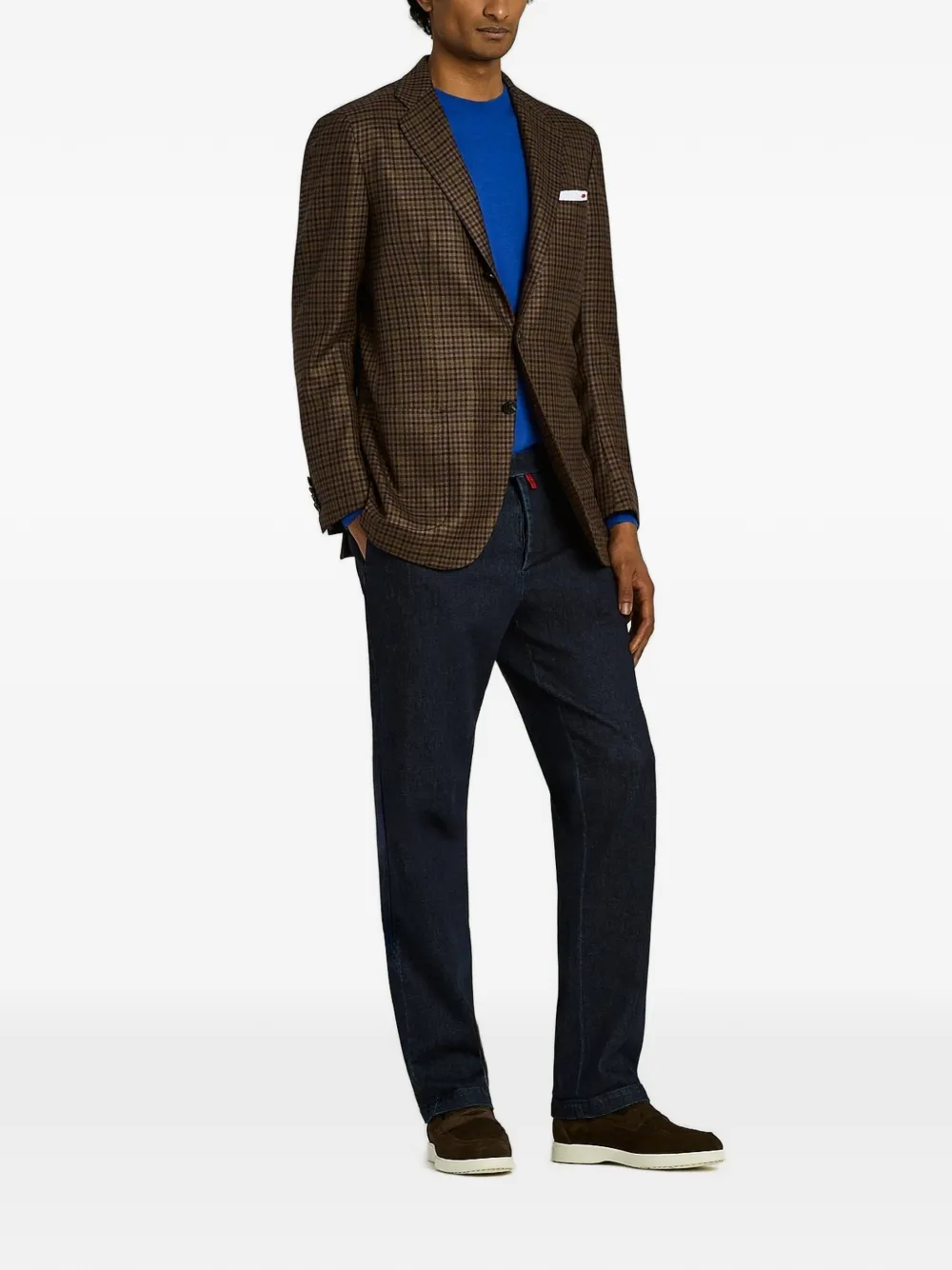 Kiton Blazer met enkele rij knopen Bruin
