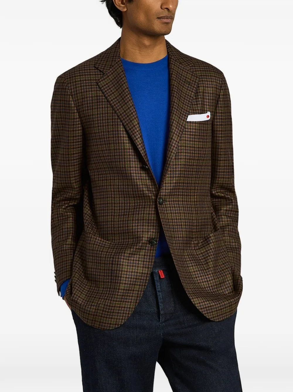 Kiton Blazer met enkele rij knopen Bruin