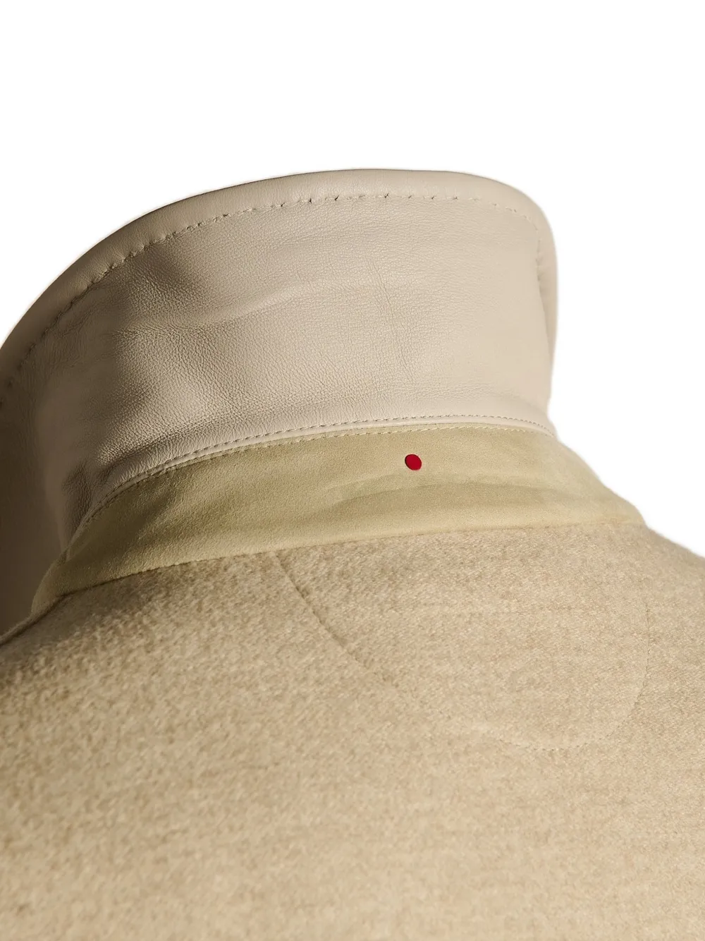 Kiton leather-trimmed cashmere jacket Beige