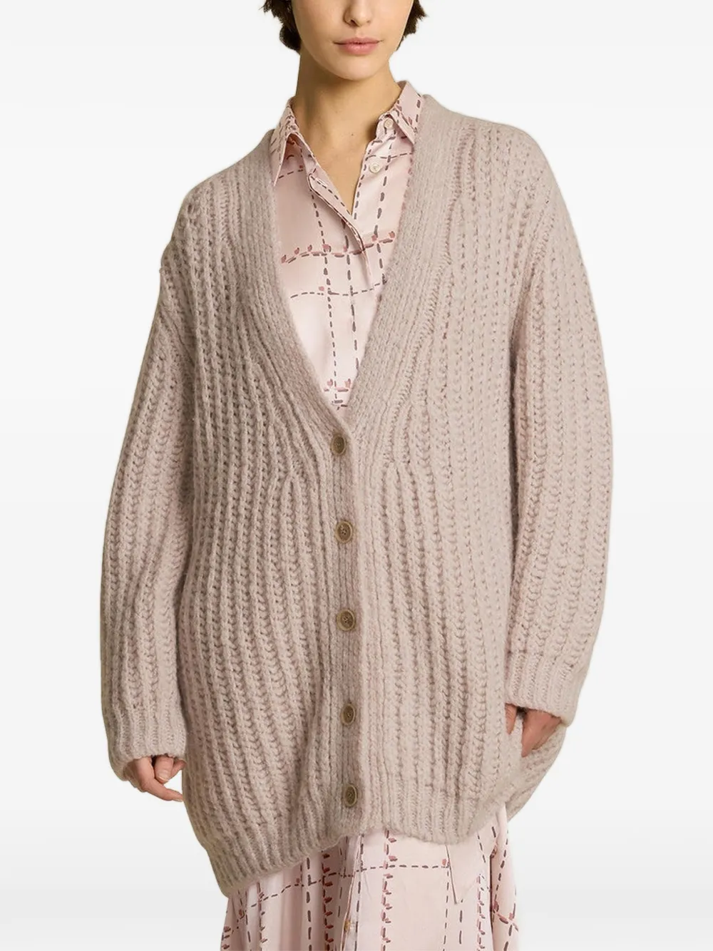 Kiton English rib-knit cardigan Roze