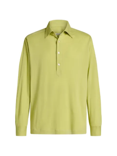 Kiton long-sleeved cotton-jersey polo shirt