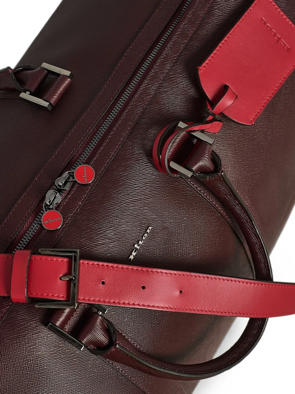 Kiton Bewerkte leren reistas Rood