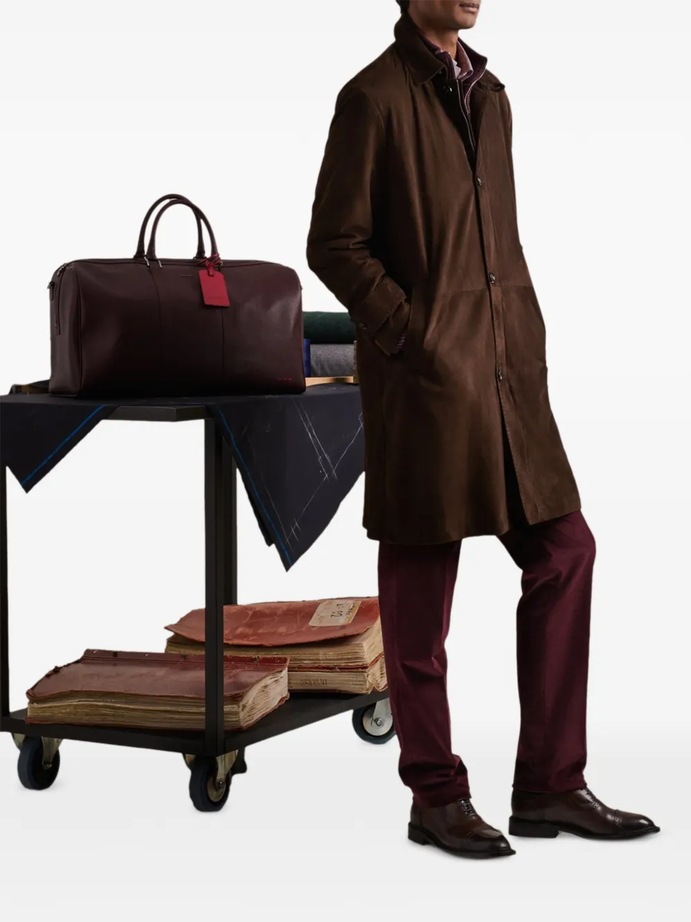 Kiton Bewerkte leren reistas Rood
