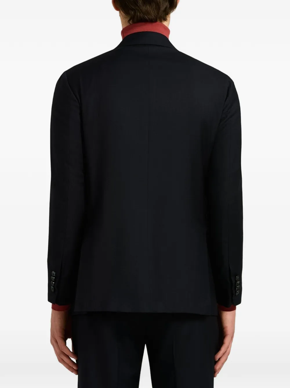Kiton double-breasted wool suit Blauw