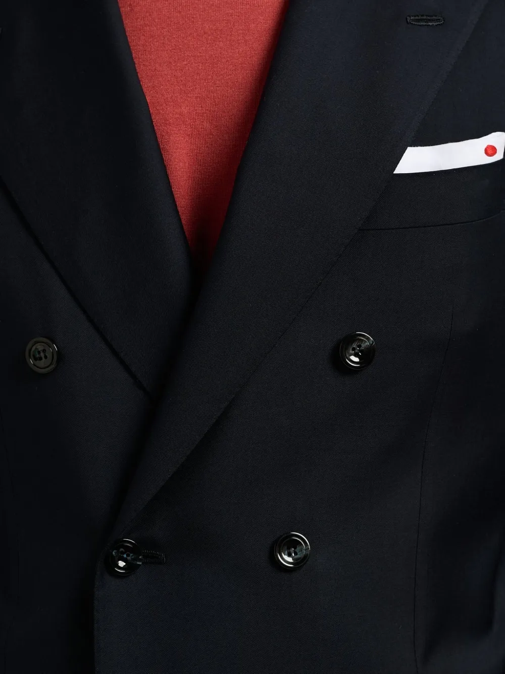 Kiton double-breasted wool suit Blauw